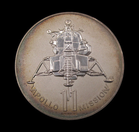 1969 Apollo 11 Man's First Moon Landing 58mm Silver Medal - By Rizello