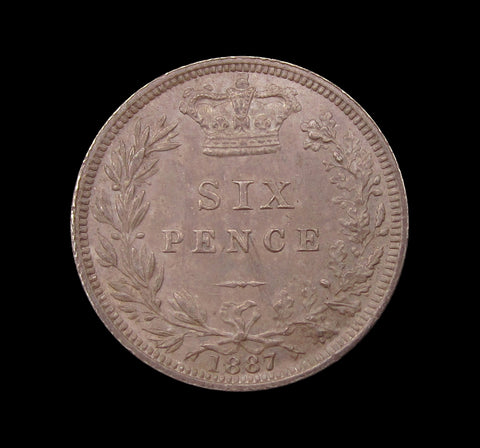 Victoria 1887 Young Head Sixpence - EF