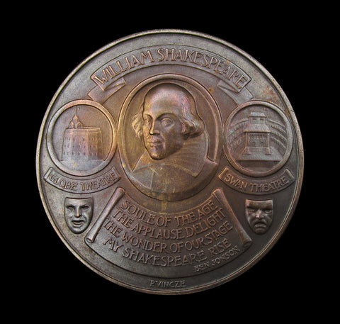 1964 William Shakespeare Hamlet 56mm Silver Medal - By Vincze