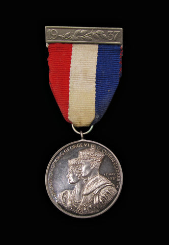 1937 George VI Coronation 32mm Silver Medal - On Ribbon