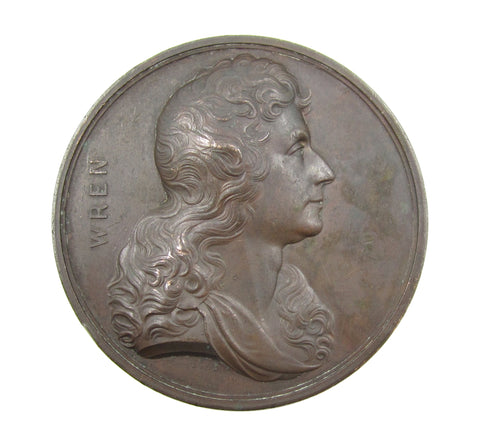 1846 Christopher Wren Art Union Of London 58mm Medal - By Wyon