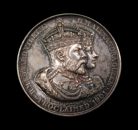 1902 Edward VII Coronation Halifax 38mm Silver Medal - By Fenwick