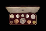 Elizabeth II 1953 10 Coin Cased Proof Set - Crown To Farthing