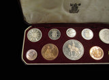 Elizabeth II 1953 10 Coin Cased Proof Set - Crown To Farthing