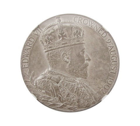 1902 Edward VII Coronation 31mm Silver Medal - NGC MS64