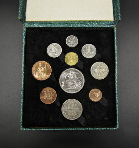 George VI 1951 10 Coin Cased Proof Set - Crown To Farthing