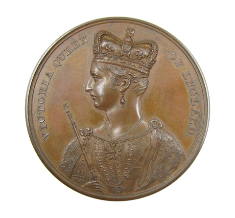 1838 Coronation Of Victoria Bronze 61mm Cased Medal - By Barber