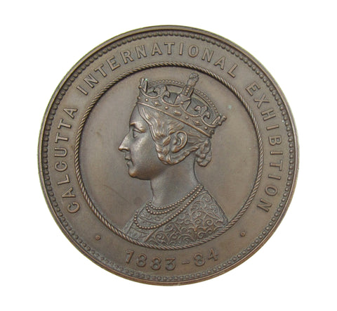 India 1883-84 Calcutta International Exhibition 51mm Medal - Cased