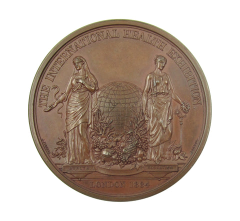 1884 International Health Exhibition Cased Bronze Medal - By Wyon