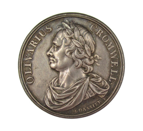 1658 Oliver Cromwell Memorial 38mm Silver Medal - By Dassier