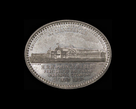 1857 Royal Visit to The Exhibition Of Art Treasures Oval Medal - By Ottley