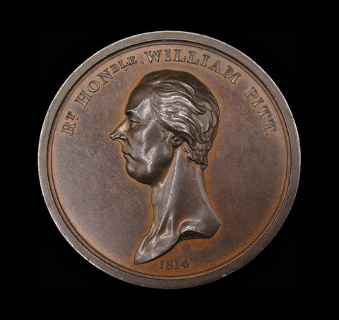 1814  Memorial to William Pitt 54mm Medal - By Wyon