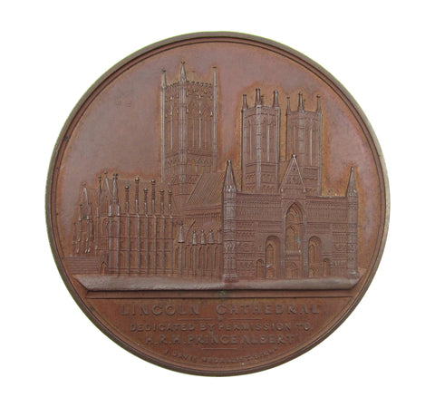 c.1850 Lincoln Cathedral 61mm Bronze Medal - By Davis