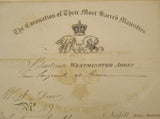 1831 William IV & Queen Adelaide Coronation Ticket to Westminster Abbey