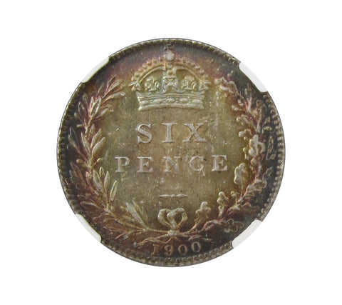 Victoria 1900 Sixpence - NGC MS65+