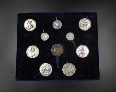 1797-1814 Set of 10 Framed Medals Inc Lord Nelson, Lord Duncan, William Pitt