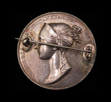 1838 Coronation Of Victoria Official 36mm Silver Medal  - Mounted as Brooch