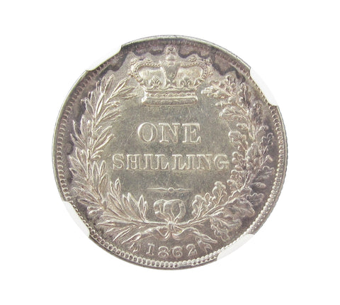 Victoria 1862 Shilling - NGC AU58