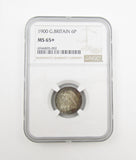 Victoria 1900 Sixpence - NGC MS65+