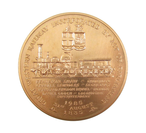1985 150th Anniversary Of The Great Western Railway 63mm Medal