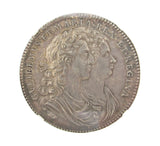 1689 Coronation Of William & Mary 35mm Silver Medal - NGC AU58