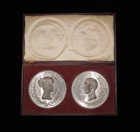 1847-1851 Houses of Parliament & Great Exhibition 74mm Medal Pair - By Ottley