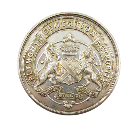 1911 Plymouth Education Authority 51mm Silver Medal - By Fattorini