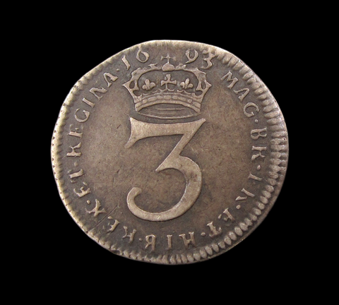 William & Mary 1693 Maundy Threepence - VF