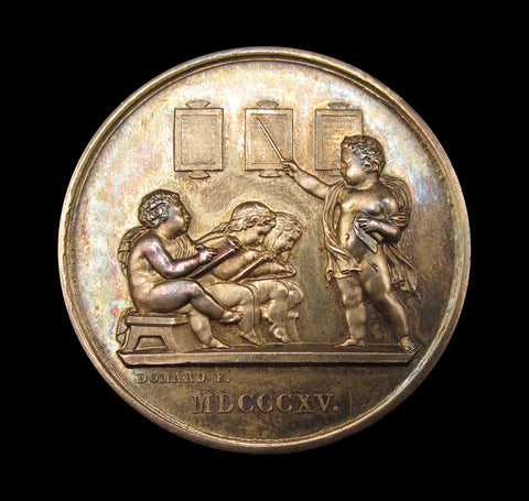 France 1899-1900 Silver & Bronze Education Medal Pair - By Domard