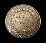 France 1899-1900 Silver & Bronze Education Medal Pair - By Domard