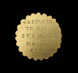 1789 George III National Thanksgiving Gilt Farthing Token - DH 1131