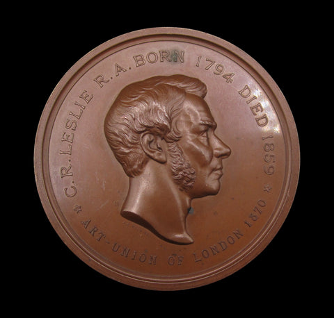 1870 Charles Leslie Art Union Of London 55mm Medal - By Wyon