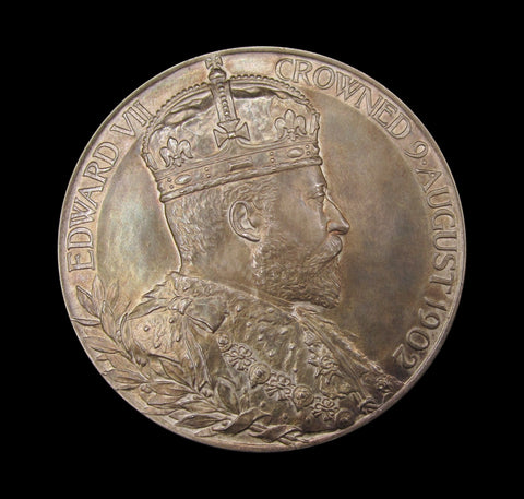 1902 Edward VII Coronation 55mm Silver Medal - Cased