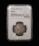 Victoria 1849 Godless Florin - NGC MS62