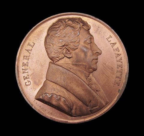 France 1824 General Lafayette 47mm Tribute Medal - By Caunois