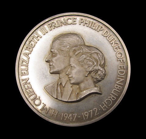 1972 Elizabeth II 25th Wedding Anniversary 51mm Silver Medal