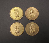 1805 Nelson's Naval Victories Set Of 4 x 20mm Gilt Medals In Box