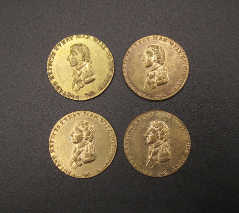 1805 Nelson's Naval Victories Set Of 4 x 20mm Gilt Medals In Box