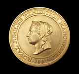 1887 Manchester Royal Jubilee Exhibition 44mm Gilt Bronze Medal - By Heaton