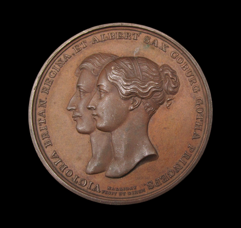 1840 Marriage Of Victoria & Albert 45mm Bronze Medal - By Halliday