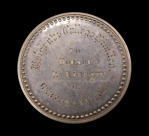 1876 Belgrave College Pimlico 42mm Silver Award Medal