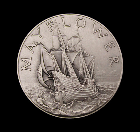 1957 Sailing of The Mayflower II 38mm Silver Medal - By Pinches