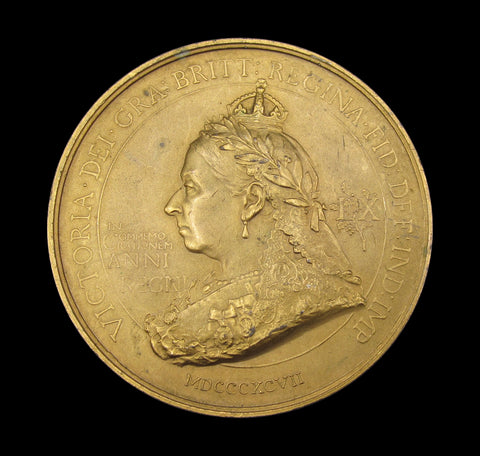 1897 Victoria Diamond Jubilee 76mm British Empire Gilt Medal - By Bowcher