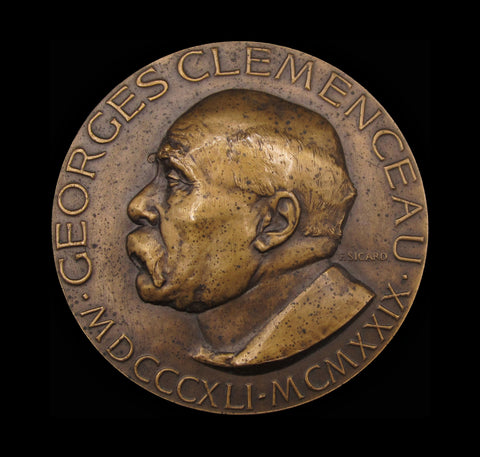 France c.1930 Georges Clemenceau 90mm Bronze Medal - By Sicard
