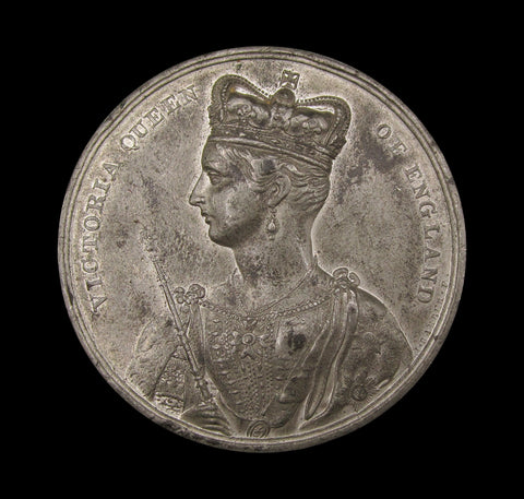 1838 Coronation Of Victoria 61mm White Metal Medal - By Barber