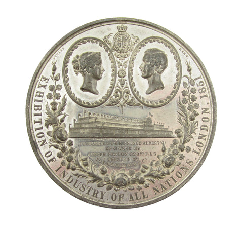 1851 Great Exhibition Of Industry 74mm White Metal Medal - By Ottley