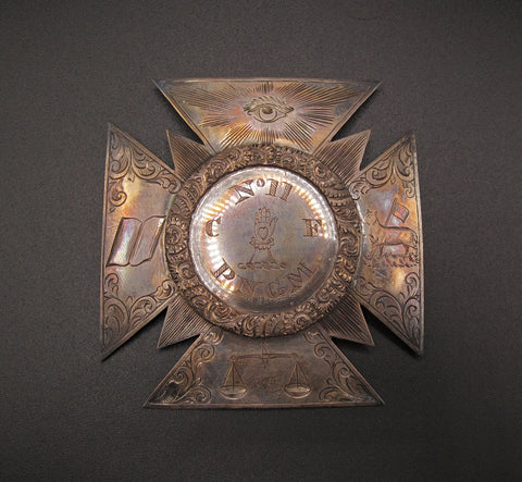 1875 Masonic Silver Grand Master Badge Jewel - No 11 - Cased