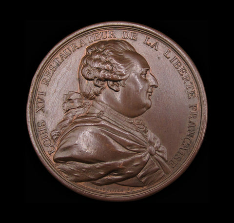France 1789 Louis XVI Abandon All Privileges 56mm Medal - By Duvivier