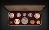 Elizabeth II 1953 10 Coin Cased Proof Set - Crown To Farthing