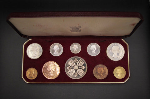 Elizabeth II 1953 10 Coin Cased Proof Set - Crown To Farthing
